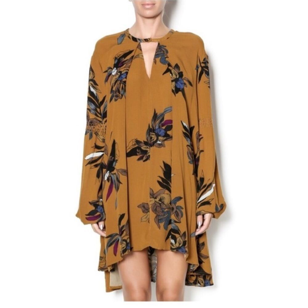 Free People Tree swing dress in amber combo high low hem